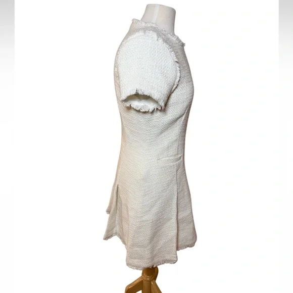 Cinq à Sept Nova Tweed Cream Fit & Flare Pleated Mini Dress-NWT Size 8